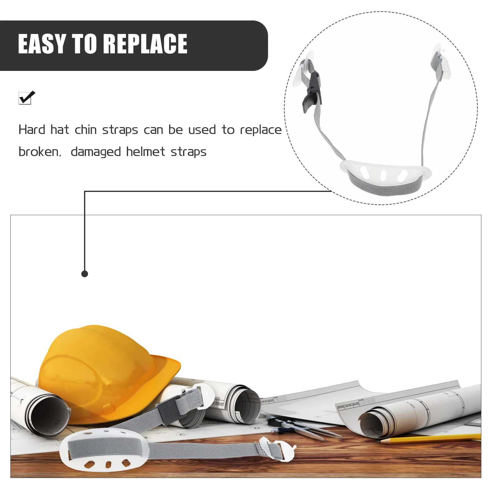

Universal Chin Strap Adjustable Comfortable Hard Hat Strap Replacement for Safety Construction Site Use
