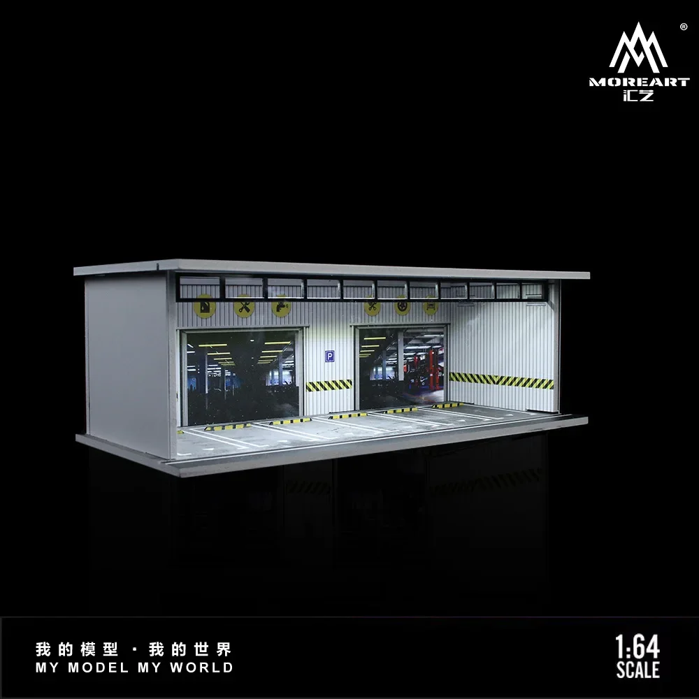 Moreart 1/64 City Street-thema Light Board Assembly Scene Model Collection Ornament Diecast Legering Model Auto Speelgoed