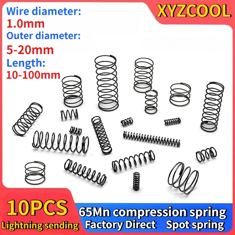 1.0mm Wire Diameter 65Mn Compression Spring Return Small Spring Precision Spray Bottle Pressure Spring Customized 10PCS