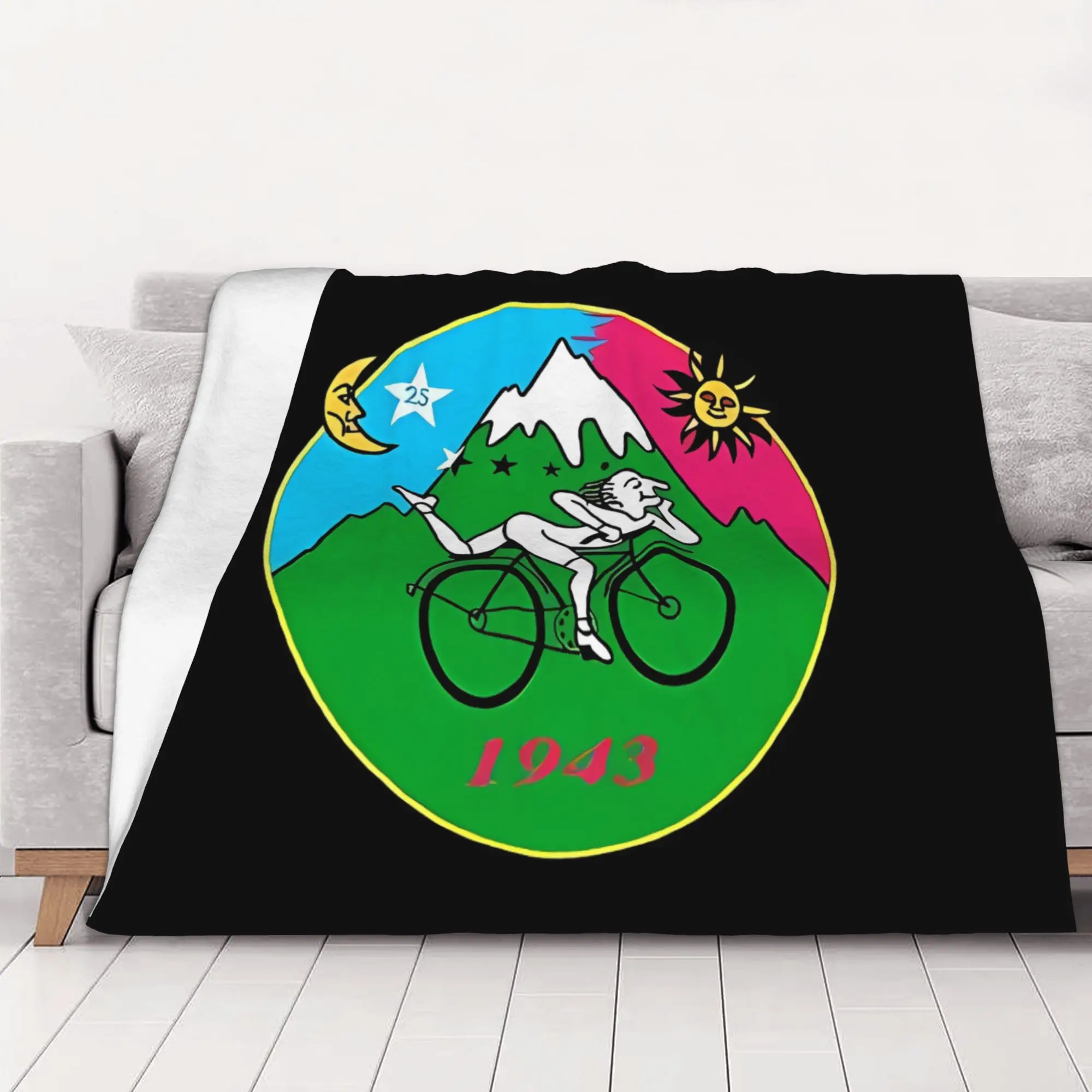 1PC Classic Albert Hoffman LSD Bicycle Day home room decorations Winter Blankets for Adults Bedding Home Interior Sofa Knee