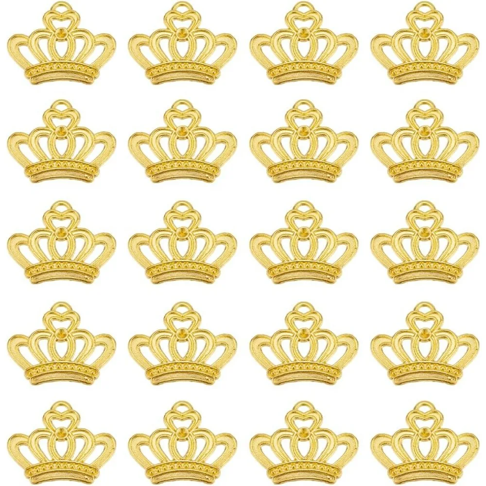 1 doos 60 stuks Crown Charms Bulk King Crown Charm Mini Charms Legering Vintage Bead Elegante Tiara Gouden Mooie maken kit