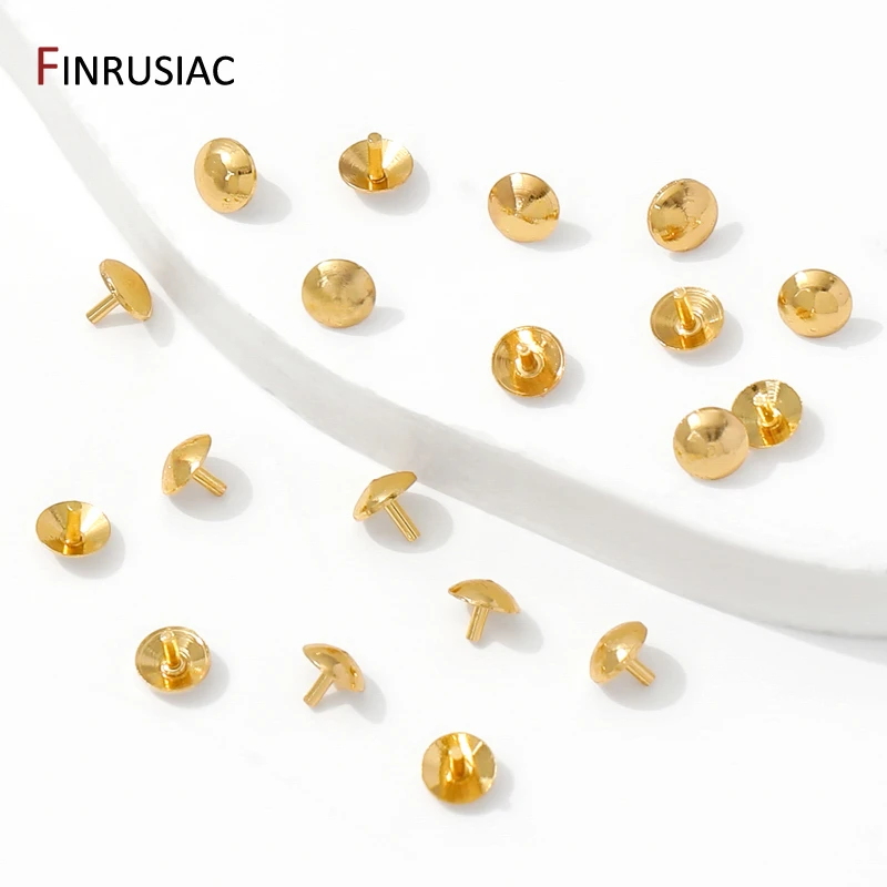 14/18K Gold Plated Brass Solid Beads Plug Pearl Hole Plug Caps For Pearl Earring Pendant Accessories,DIY Jewelry Making Supplies image 2