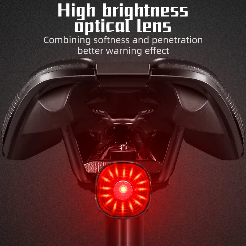 WEST BIKING Smart Brake Taillight IP66 Waterproof USB Charging Bike Rear Light 6 Modes Intelligent Brake Sensor Bike Accessories