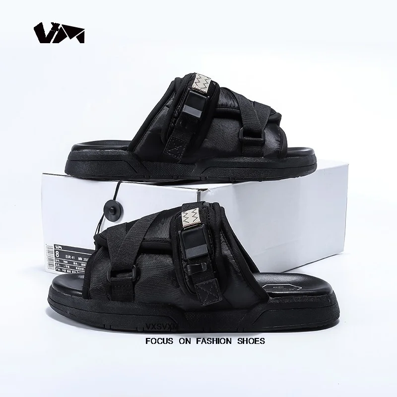CHRISTO VISVIM Reflective Beach slippers Men Flip Flops Summer Shoes Plus Fashion Slippers Couple Footwear Men\'s Shoes