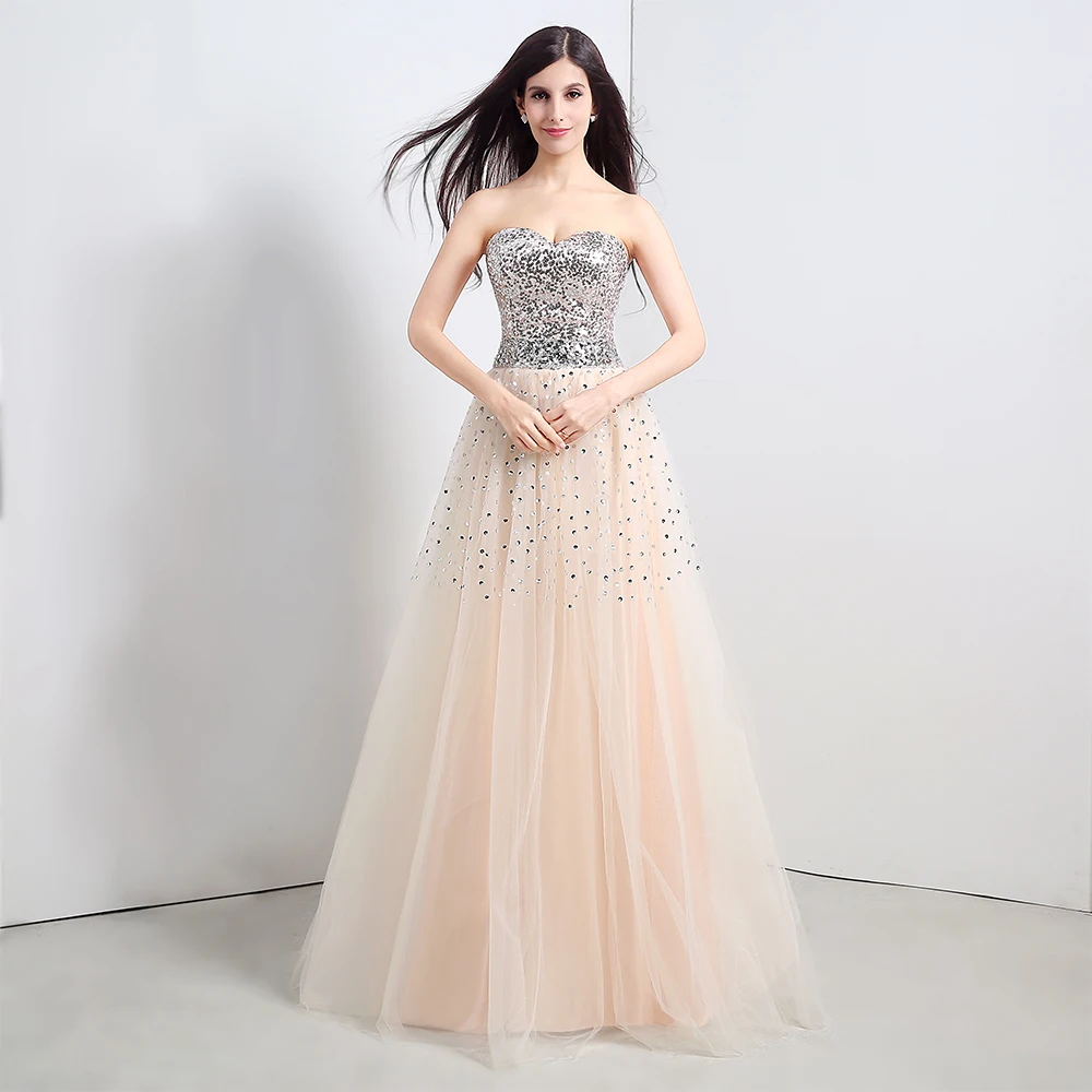 Customized Sweetheart Floor Length Sequins Sleeveless Elegant Dress Women for Wedding Party Evening Dresses Ballkleider Платье
