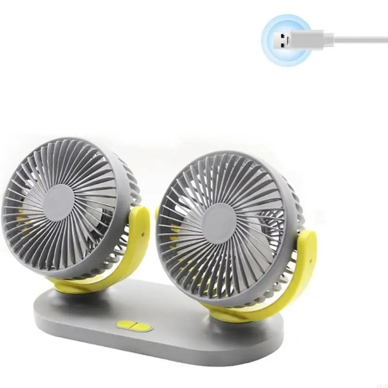 Ventilador enfriamiento ajustable D0AB Ventilador eléctrico rotativo 360 ​​grados para automóvil en casa