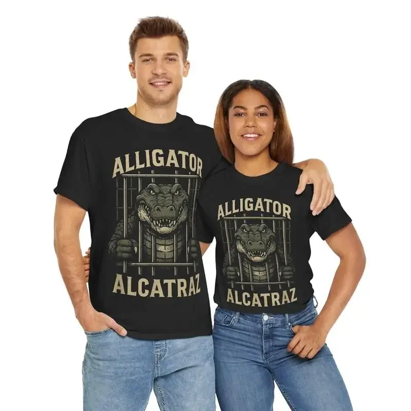 Alligator Alcatraz T-Shirt aus schwerer Baumwolle, lustig