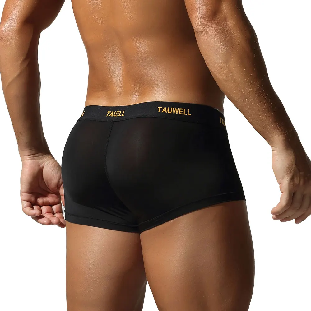 TAUWELL Men's Boxer Briefs Hollow Waistband with 3D Contoured Pouch Smooth Stretch Fabric Branded Elastic Waistband Sexy Athlet