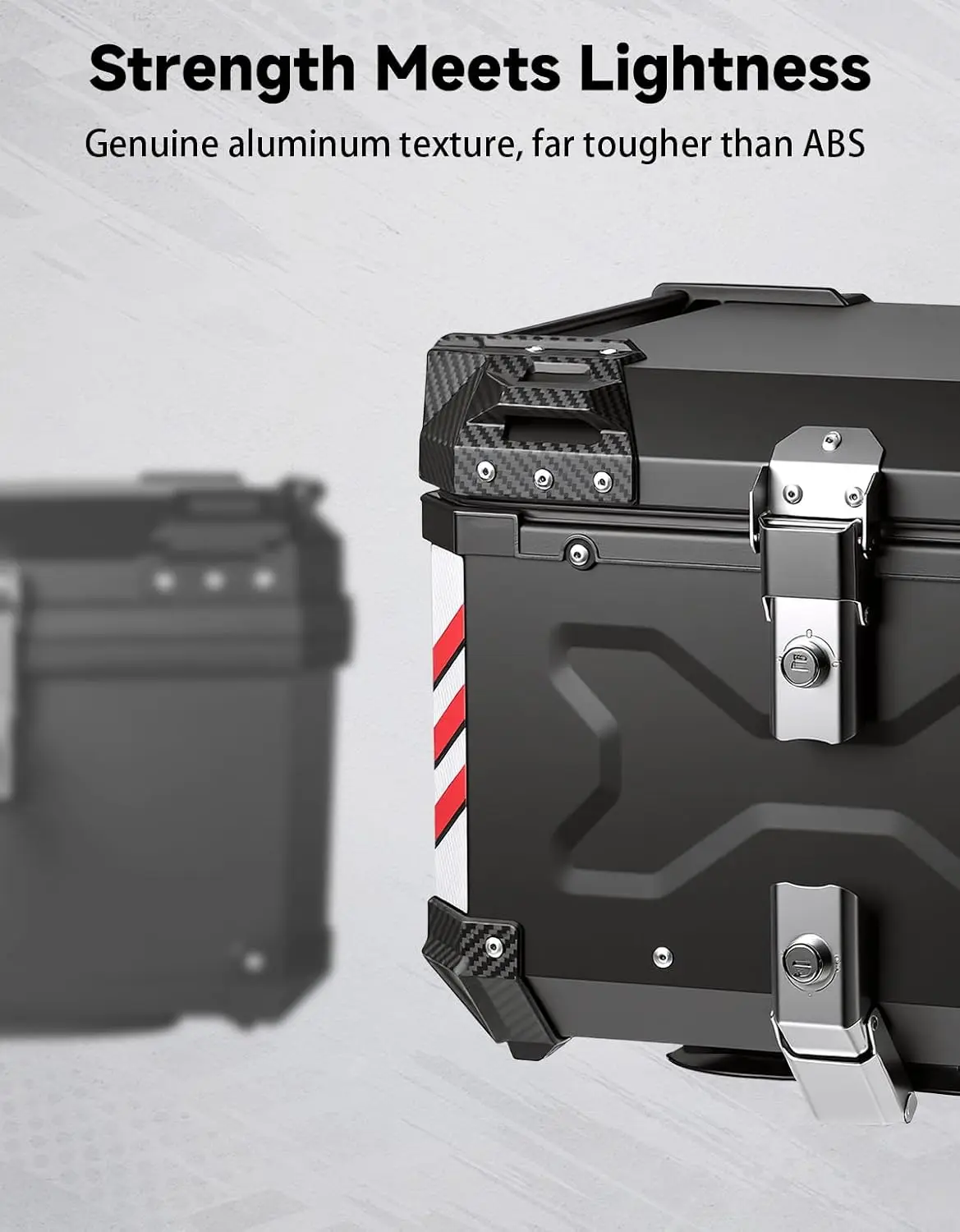 Motorcycle Top Case 46L, Universal Aluminum Alloy Trunk with Lining, Waterproof Detachable Black Lock Set