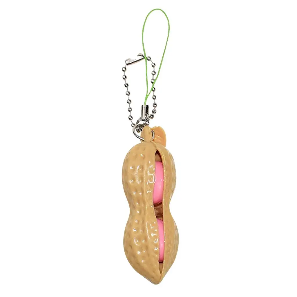 Edamame Stress Relief Fidget Toy Peanut Keychain Squeeze Pop Sensory for Adults Kids Portable Anxiety Reducer Phone Pendant