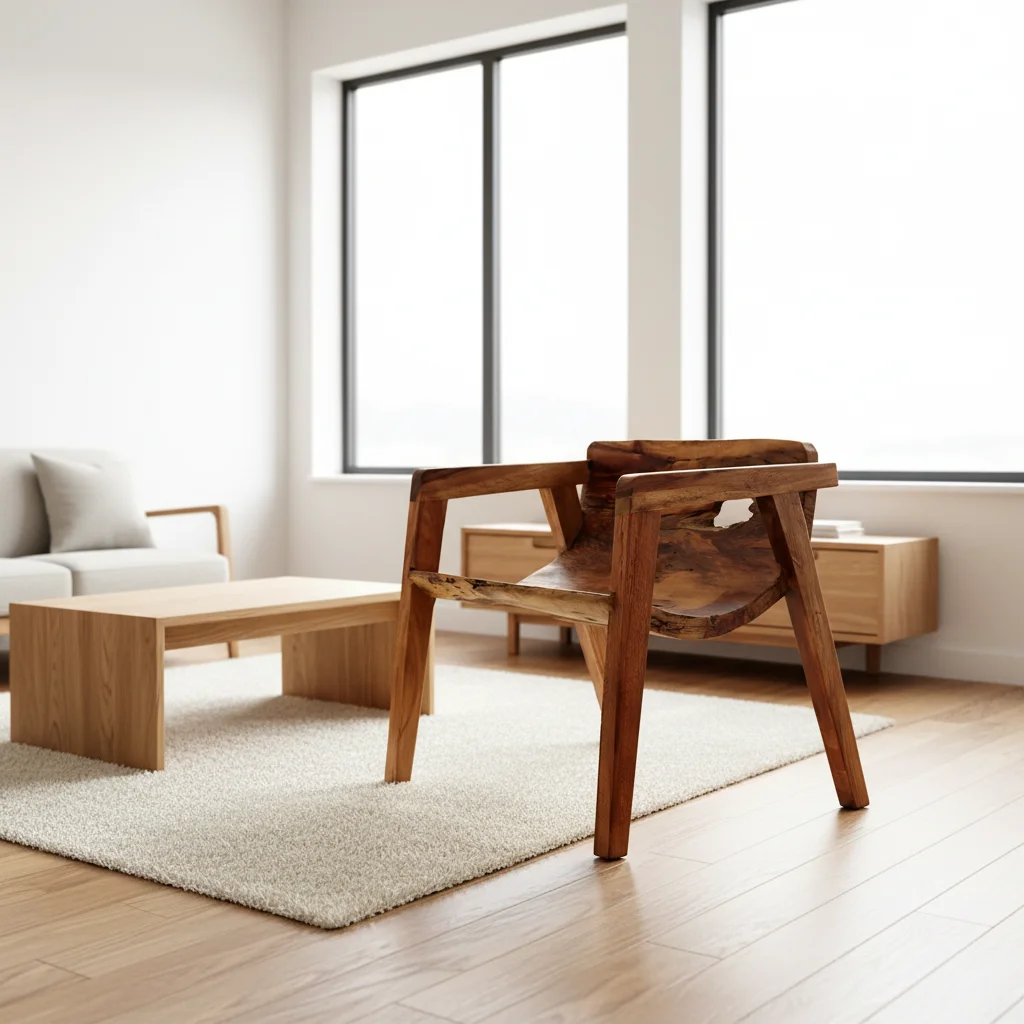 

Wabi Sabi High-quality Solid Wood Material Natural Distressed Wood Texture Living Room Leisure Chair for Outdoor Apartment Use