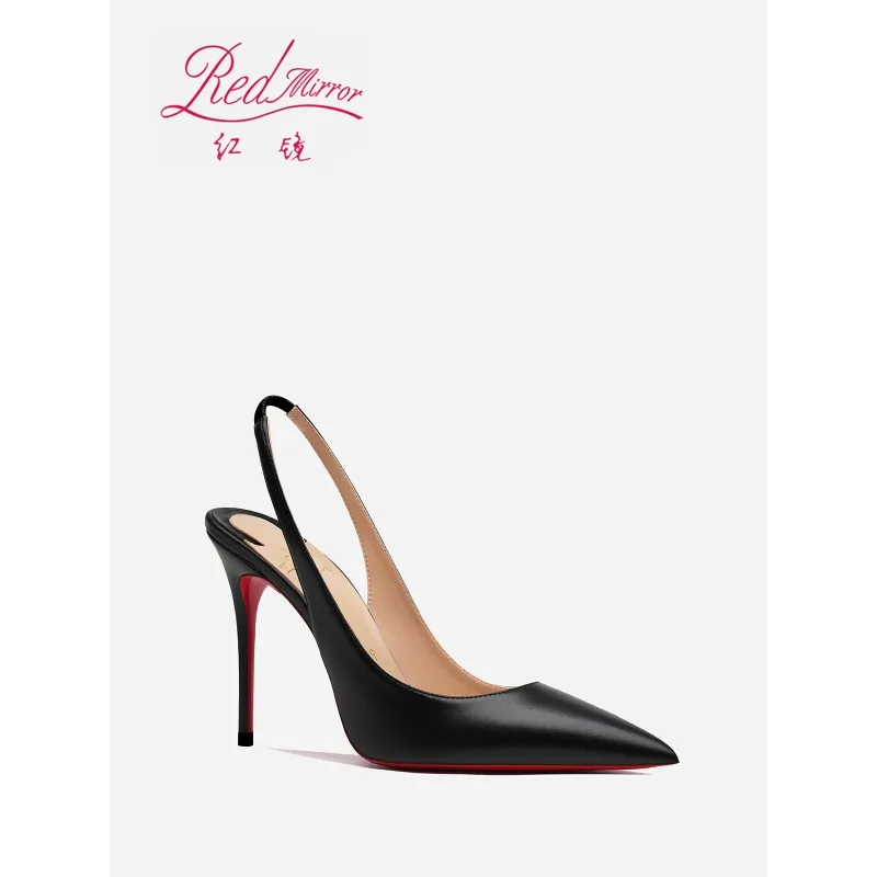 

Новые черные туфли из овчины с острым носком 2024, для социальных встреч, универсальные, тонкий каблук, пустой носок, профессиональные высокие каблуки, сандалии