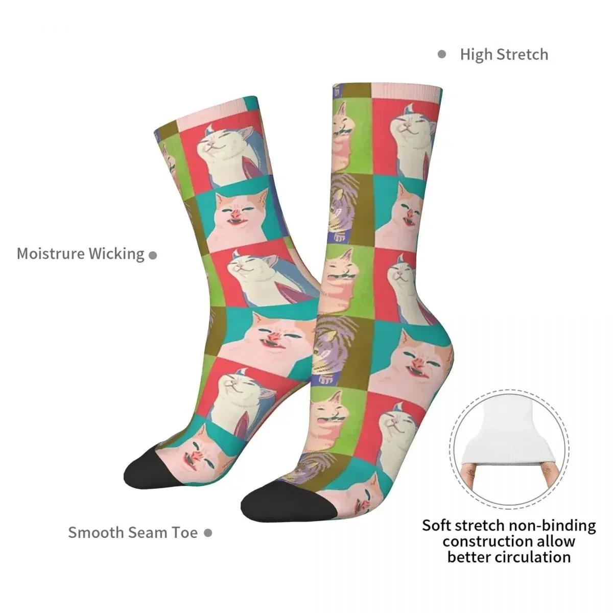 Four Meme Cats Of The Apocalypse Socks Harajuku Super Soft Stockings All Season Long Socks for Man's Woman's Birthday Present