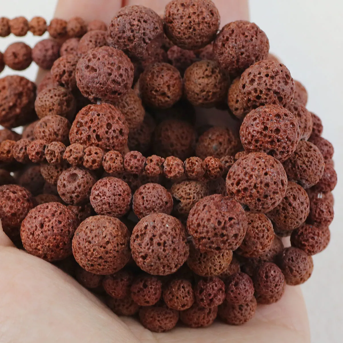 Synthetic Lava Rock Stone Brown 4 6 8 10 12mm Round Volcanic Losoe Beads For Jewelry Making DIY Bracelet Handmade Neckalce 15''