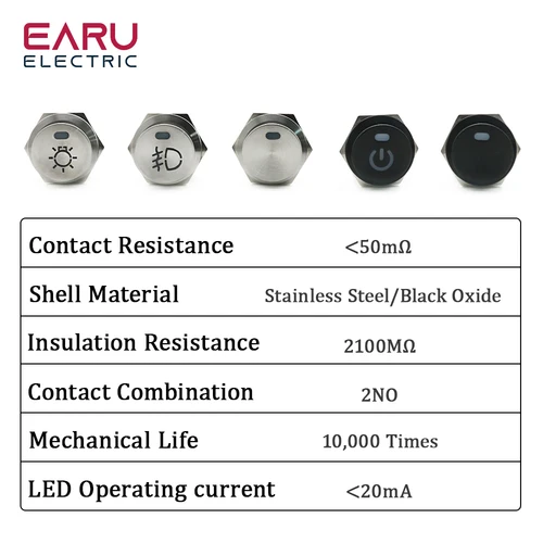 Imagen 2 del producto 22mm 2NO interruptor basculante de botón de Metal de acero inoxidable 15A 12V autobloqueo dos posiciones interruptores de palanca de coche 250V 16A 4 pines rojo