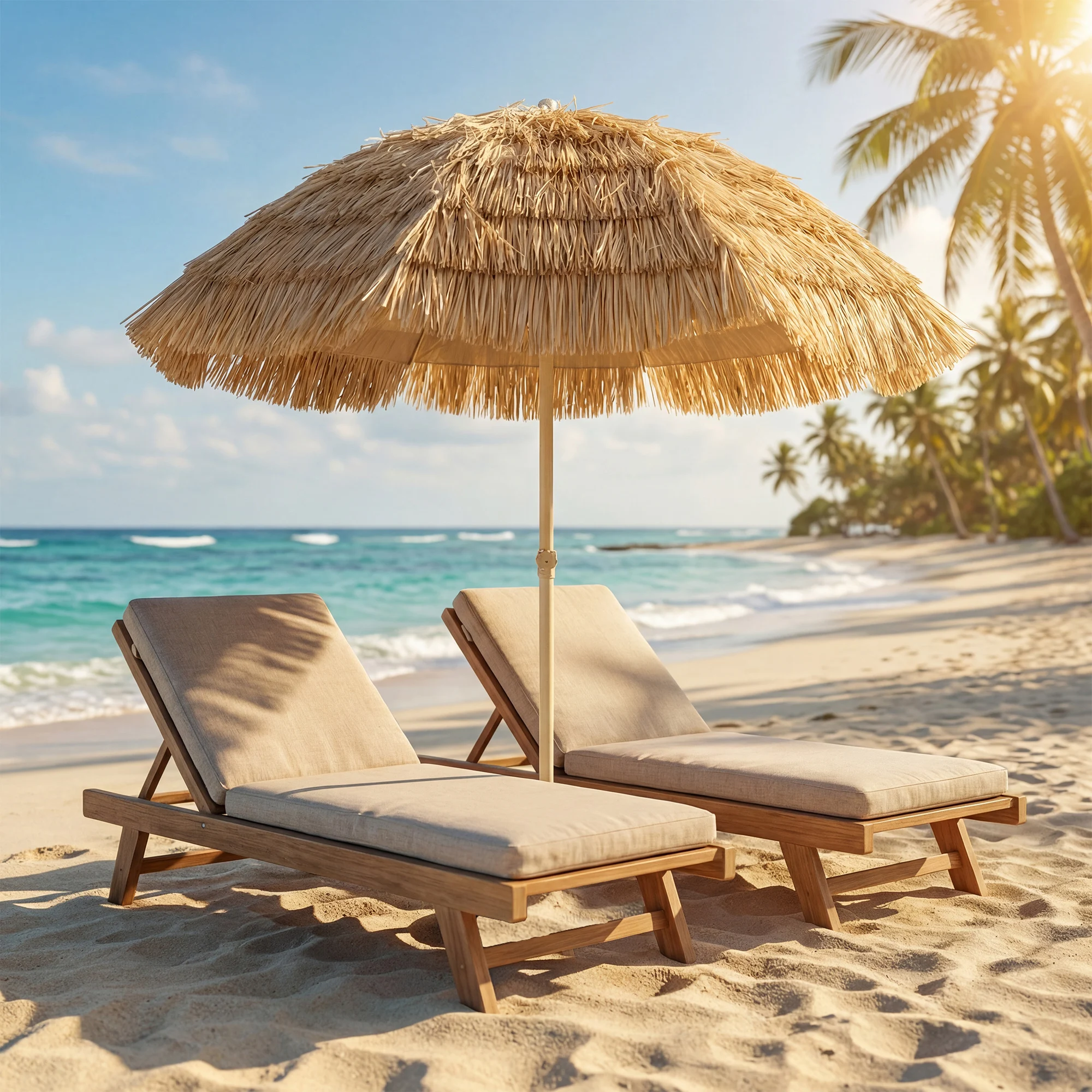 6FT Tiki Umbrella, Outdoor Hawaiian Style Patio Umbrella with 8 Ribs, Carry Bag, Outdoor Tiki Bar, Tropical Palapa