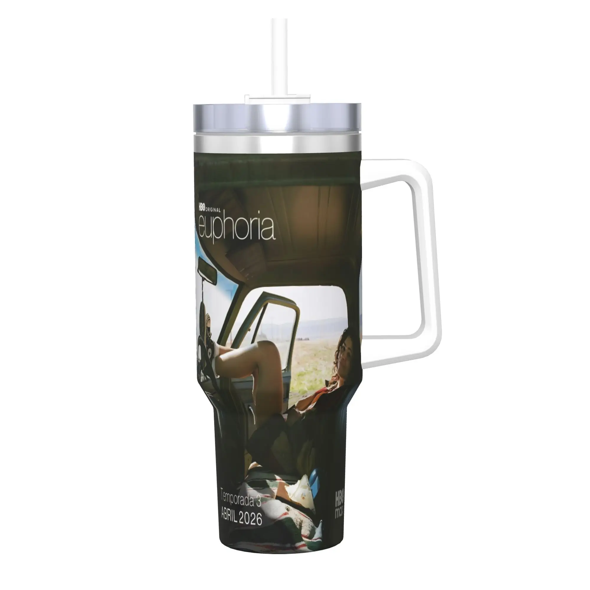 Euphorias Saison 3 – Gobelet isotherme sous vide avec couvercle et paille, tasse scolaire, bouteille d'eau 40oz