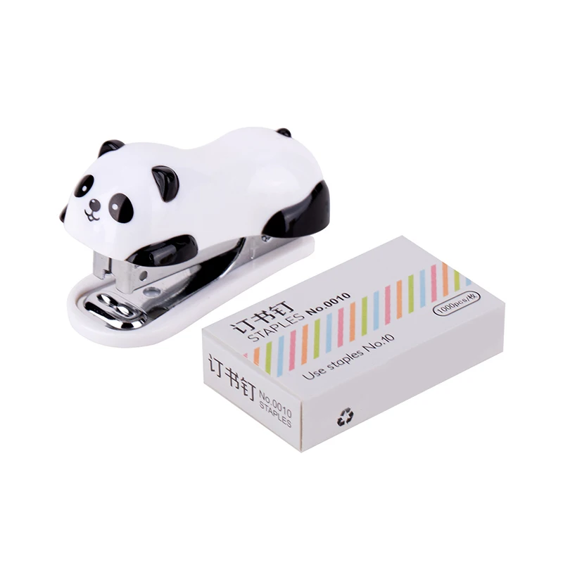 판다 미니 스테이플러 0453 만화 디자인 휴대용 핸드헬드 10호 스테이플러 (못 제거 기능 포함) 사무용품