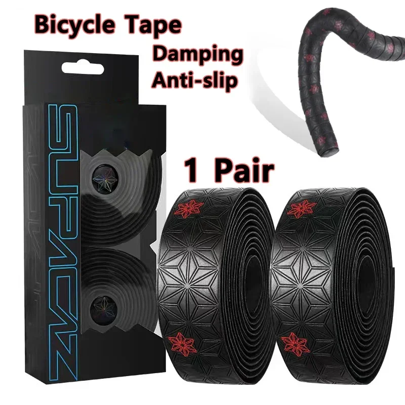 Road Bike Handlebar Tape Comfortable Anti-Slip PU Shock Absorbing Handlebar Wrap Tape with Handlebar End Plug Cycling supplies