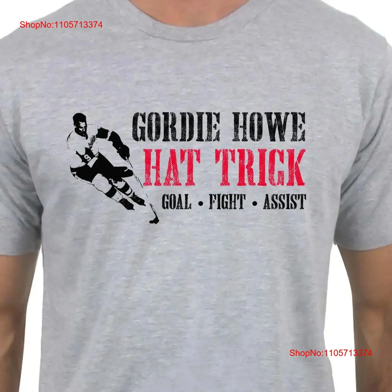 Gordie Howe Hat Trick T shirt Funny Hockey vintage Washed graphic homme Soft fashion Breathable Versatile Stylish Casual