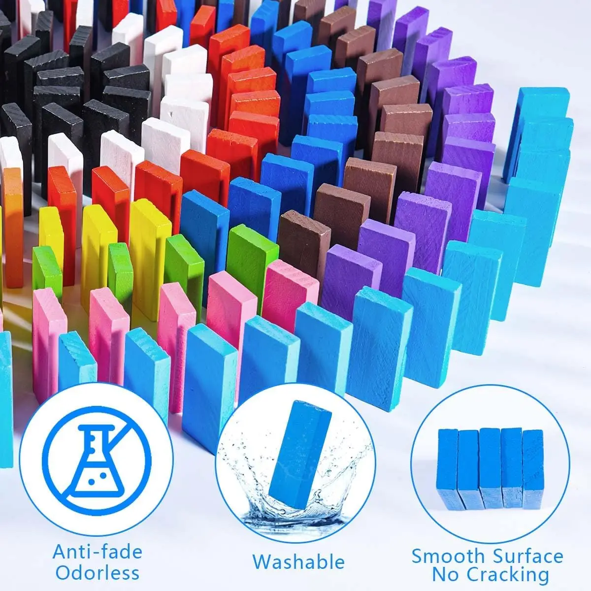 600 Pcs Colorful Wooden Domino Blocks Set Tile Bulk Building Racing Stacking Games Educational Toys for Kids Birthday Party Favo