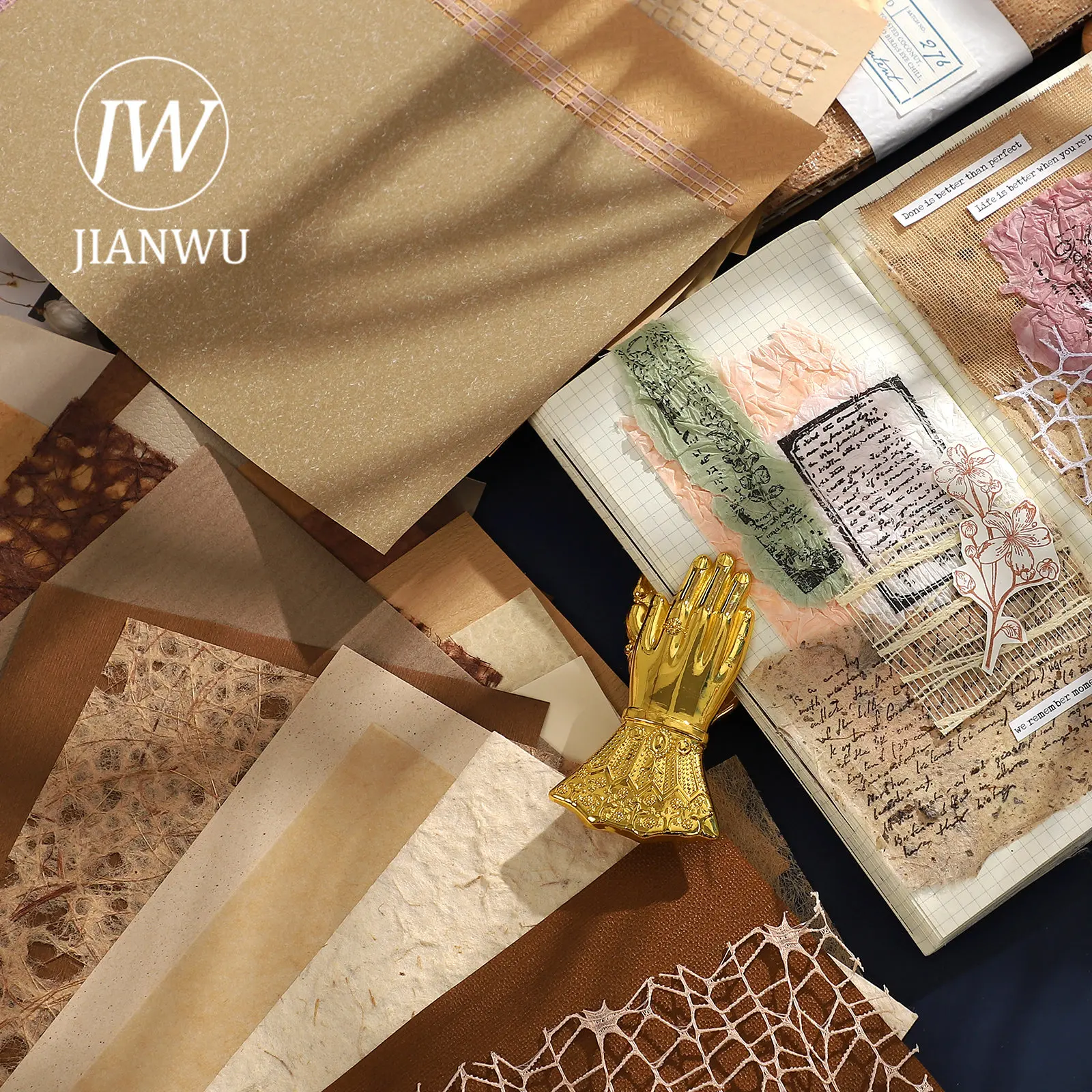 JIANWU 30 Sheets Creative Hollow Journal A5 Special Material Paper Decoration Memo Pad DIY Scrapbooking Background Notes Paper image 6