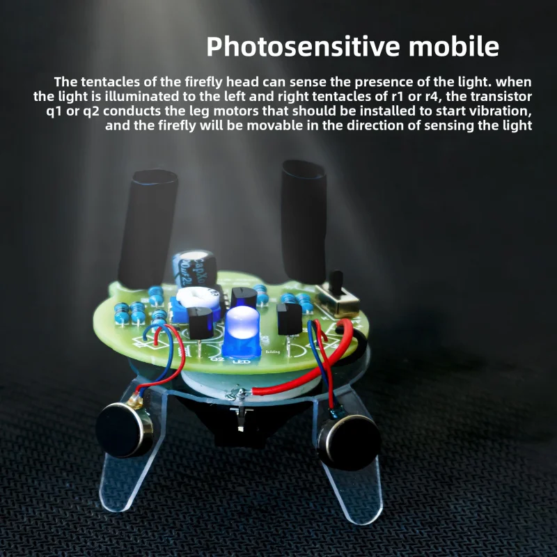 TJ-56-606 Photosensitive Firefly Robot Kit, DIY Electronic Welding Board with Tail Light Breathing Lamp