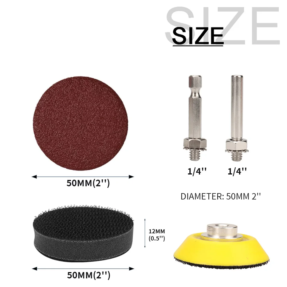 124/64 шт. 2-дюймовая наждачная бумага, шлифовальный диск, зернистость 80-2000, абразивная полировальная подушечка для аксессуаров Dremel, полировка металла, дерева