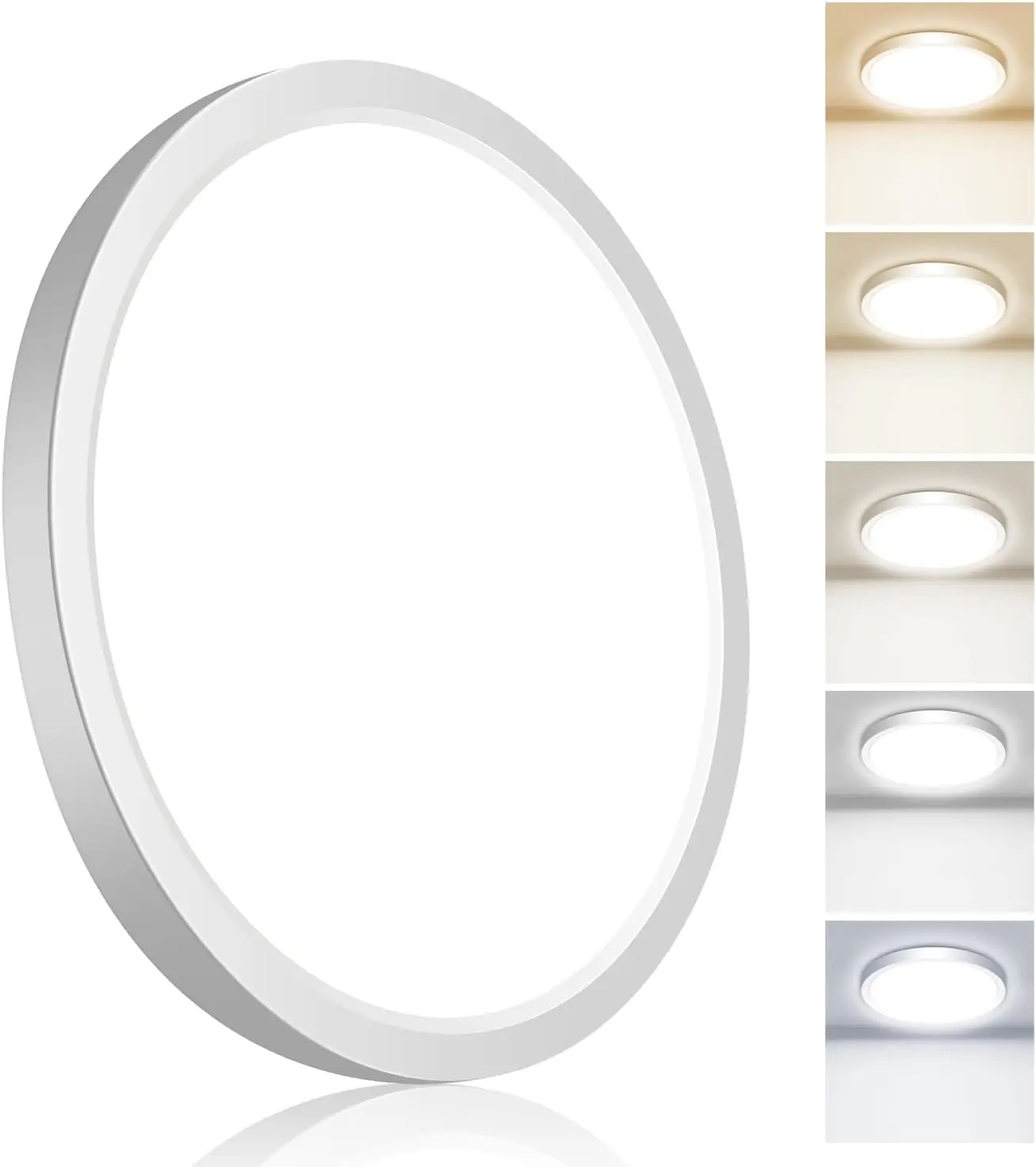 

7" Flush Mount Ceiling Light, 15W 1800LM, 5 CCT Selectable, Ultra-Thin Round LED Fixture for Closet Bathroom Hallway