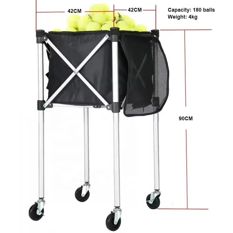 عالية الجودة رخيصة بأسعار معقولة متعددة الوظائف قابلة للطي عربة التنس المحمولة سلة عربة المدرب