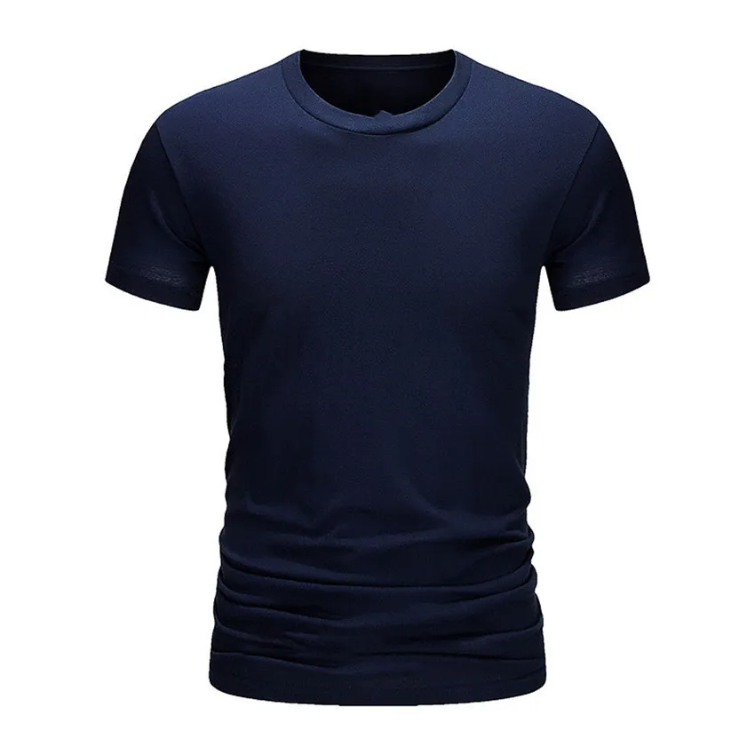 Summer Men\'s Cotton T-shirt Fashion Slim Black Short Sleeved Comfortable Casual Round Neck T-shirts Top Men\'s Clothing