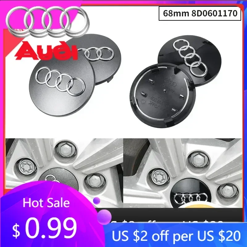 

Hub Caps Hot For Audi 4Pcs 68mm Audi Car Wheel Center Hub Cap Covers Auto Rim Cover Emblem Badge For Audi sline TT Q2 Q3 Q4 Q