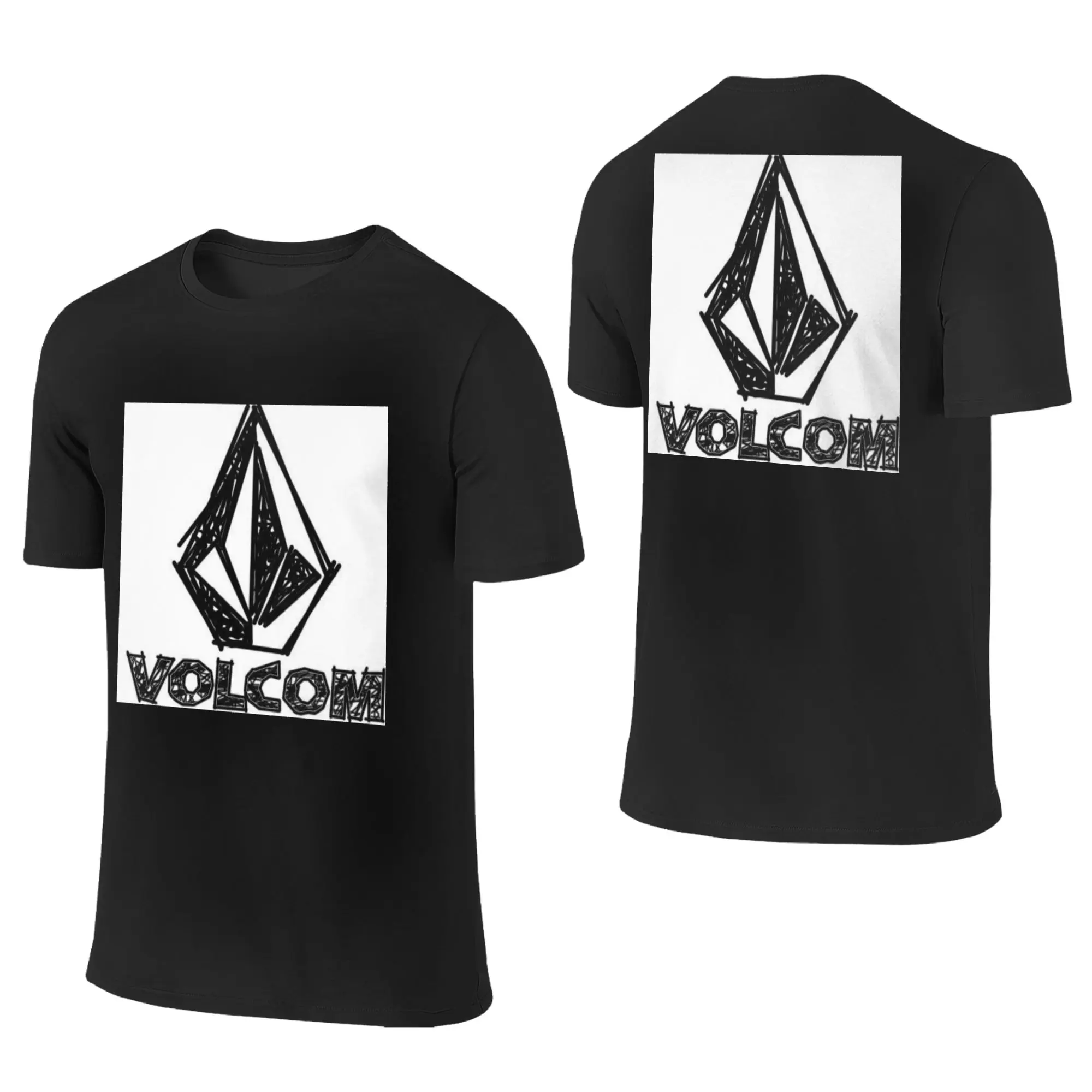 100% Cotton V-Volcom Logo  T-Shirt Men's Double Sided T Shirt Men O-Neck Summer Shirts Tops Oversized