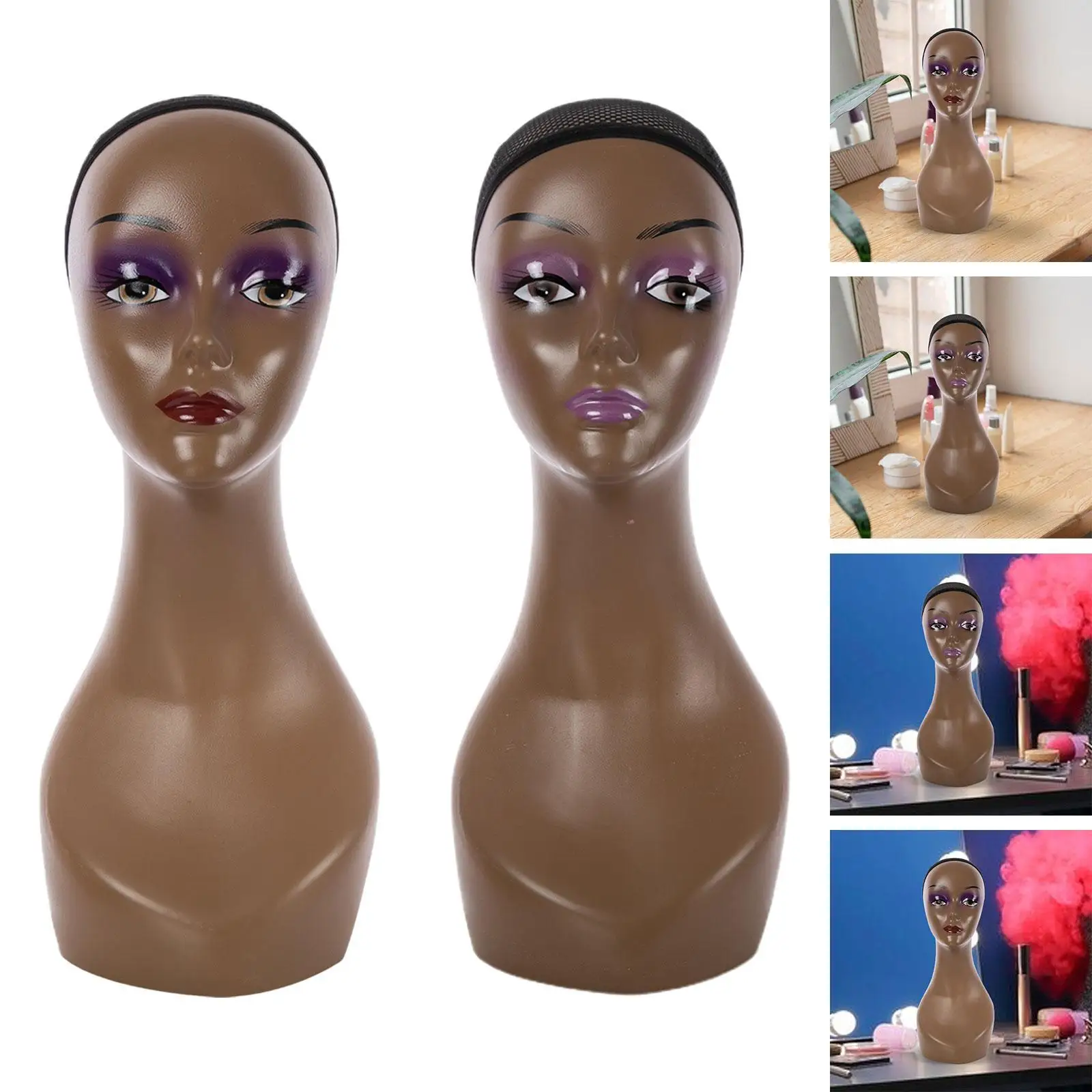 Female Mannequin Head with Makeup Smooth Wig Stand for Jewelry Scarves Home