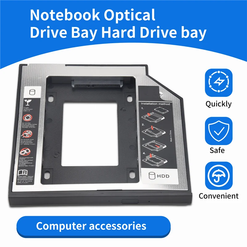 A42Z-Universal Sata 2Nd Hdd Ssd القرص الصلب العلبة 9.5 مللي متر ل Cd/Dvd-Rom خليج بصري ل Hdd Sataii Sdd قوس القرص الصلب