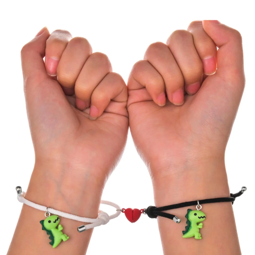 Diseño creativo moda pareja amor empalme dinosaurio colgante pulsera hombres y mujeres joyería accesorios de regalo