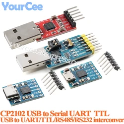 5pcs/1pc CP2102 USB to Serial UART/TTL/RS485/RS232 Conversion Module Downloader Flashing Board TYPE-C / Micro USB