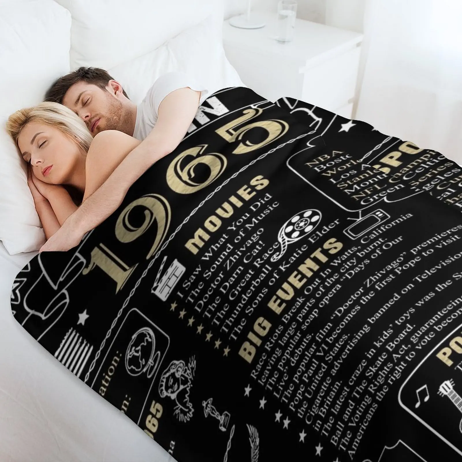 الذكرى السنوية لعيد الميلاد 1965 التاريخ مرة أخرى في عام 1965 رمي بطانية ثقيلة للنوم بطانيات حرارية واحدة لطيفة منقوشة