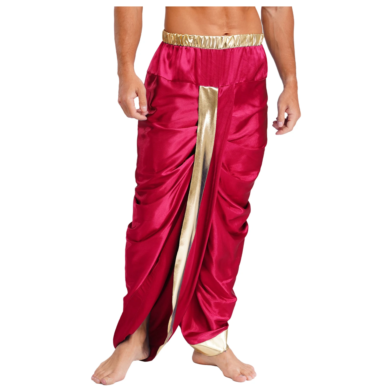 

Готовые к ношению Dhoti для мужчин, готовые брюки Dhoti, эластичный пояс, индийские традиционные брюки, карнавальный фестивальный костюм для вечеринки