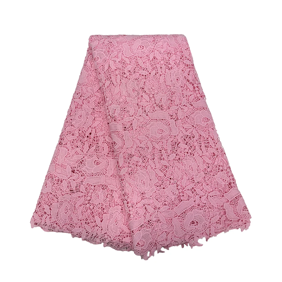 Beauty Tissue Cord Lace Fabric Nigerian African Hot Sale Wedding Party Dress Guipure Cord Water Souble Lace Fabric For Women