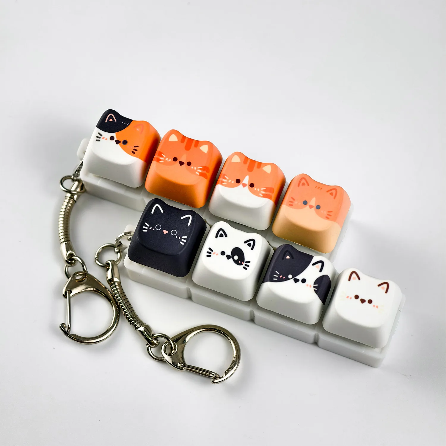 

MAIMOOO Брелок-кейкап в виде милого котика, 4 кнопки, антистрессовая игрушка-подвеска, подарок, тестер механических клавишных переключателей