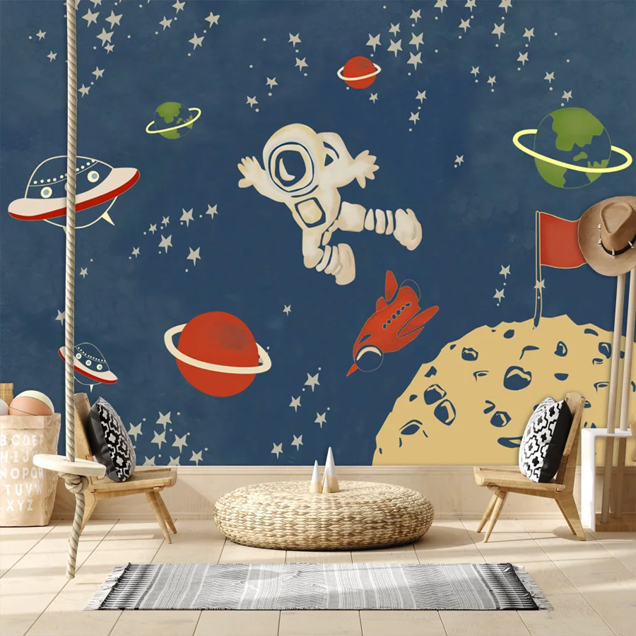 Custom Self Adhesive Optional Wallpaper for Bedroom Decoration Kids Baby Room Starry Space Contact Wall Papers Home Decor Mural