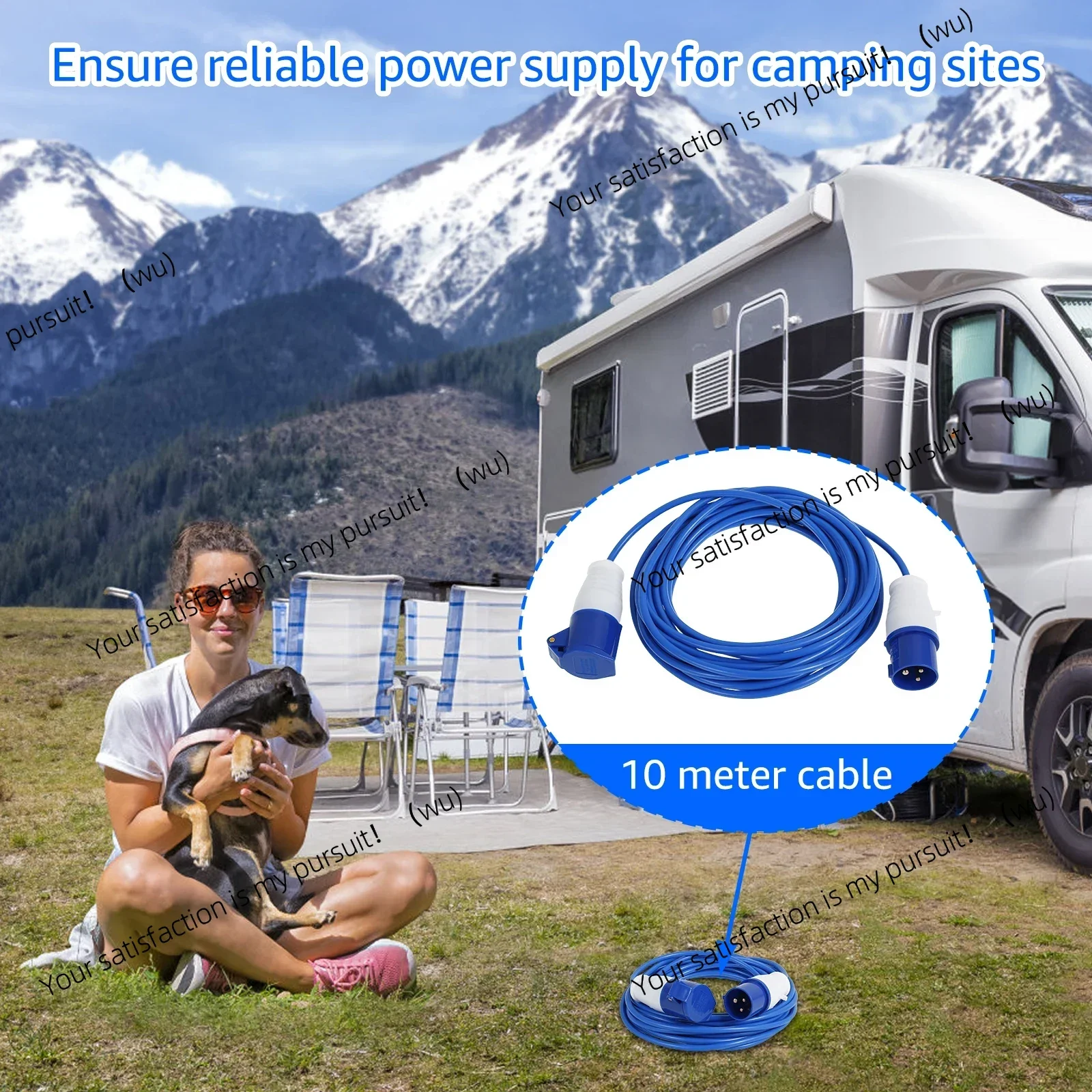 Camping Extension Cable Safe Reliable Rubber Extension Cord with Plug Versatile Sturdy Caravan Hook Up Cable for Outdoor Usage