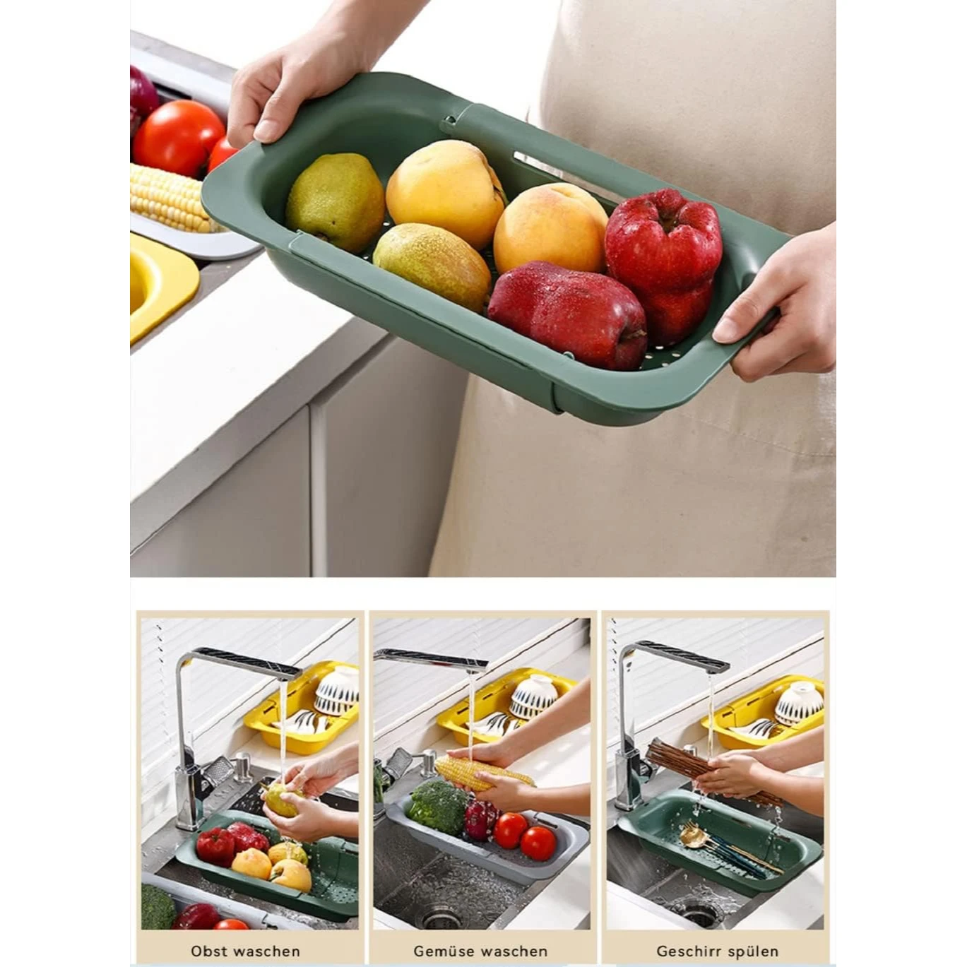 

Kitchen Sink Strainer, Retractable Filter Basket Over Sink For Washing Vegetables And Fruits, Draining Cooked Pasta And Drying
