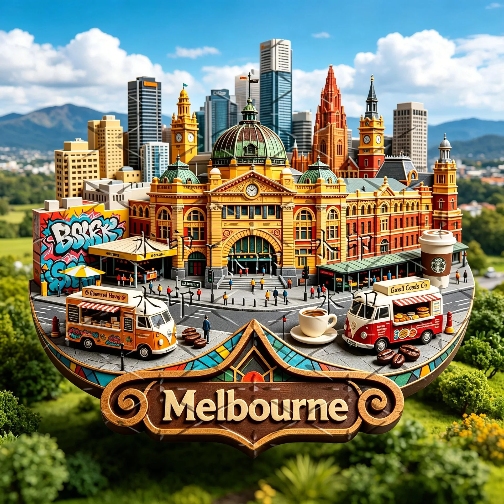 Home Decor Melbourne - Металлический тисненый магнит на холодильник: Австралия,
