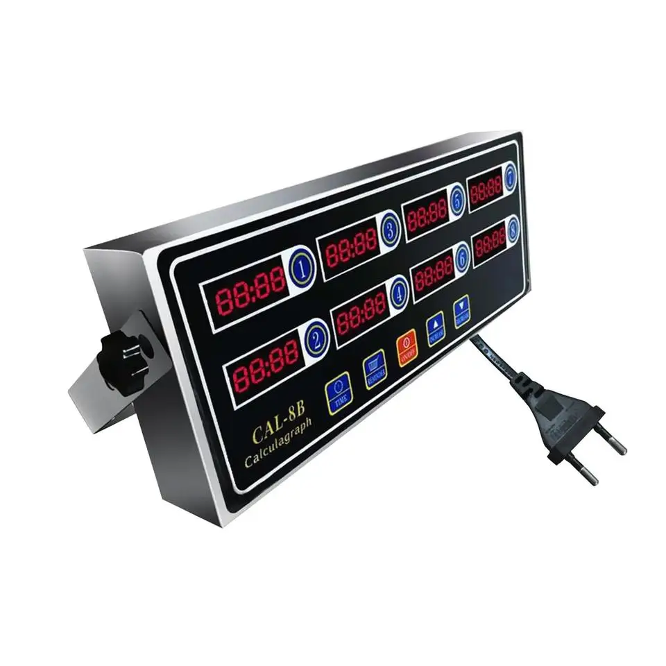 Commercial 8-channel digital kitchen timer Metal electronic dining room and alarm-powered home cooking timer