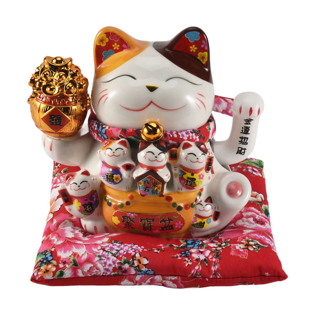 7-calowa ceramiczna ozdoba Beckoning Cat Maneki Huśtawka dekoracyjna Feng Shui, A
