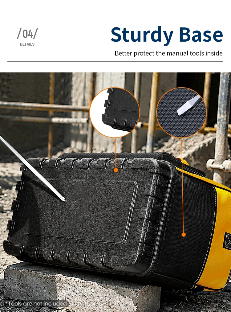 TUFFWORX Werkzeugtasche mit festem Boden, robuste Werkzeugtasche mit mehreren Fächern, Werkzeugtasche mit verstellbarem Schultergurt – Detail 5