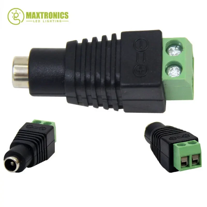 Adaptador LED macho e fêmea para conexão de luz de tira LED, conector DC, tomada de 5,5mm x 2,1mm, CCTV Power Convert, 5 PCs, 10 PCs, 20PCs