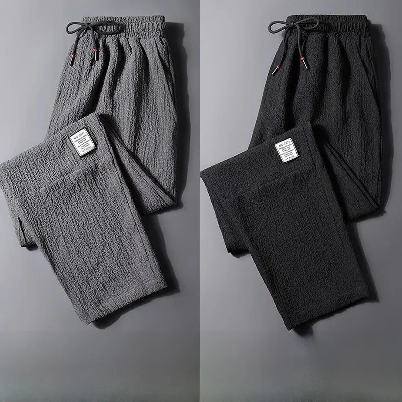 Men's Casual Loose Cotton Linen Pants Summer Breathable Workwear Ice Silk Ultra-Thin Wear-Resistant Comfortable Cotton Linen ...